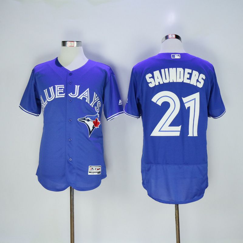 Men Toronto Blue Jays 21 Saunders Blue MLB Jerseys